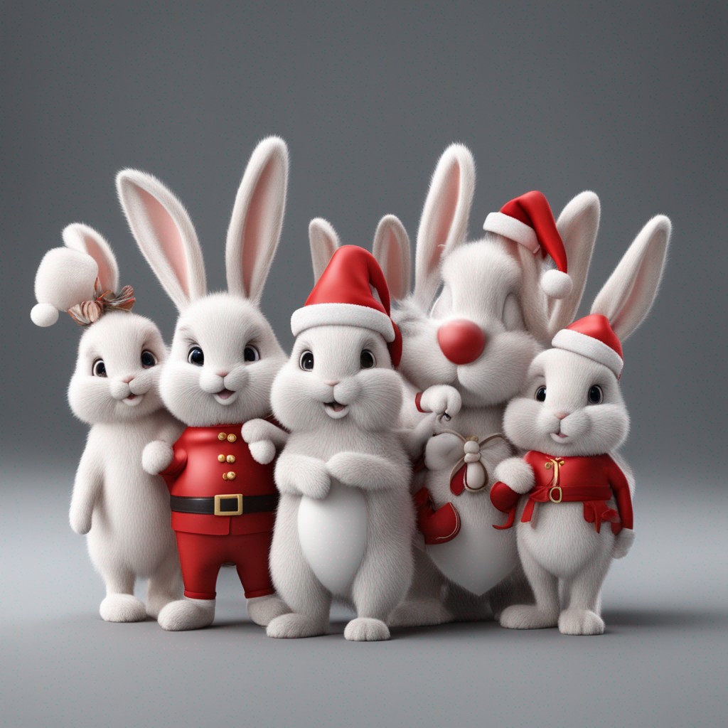 Christmas Joy with Fluffy Friends: Bunny 3D Characters Edition
