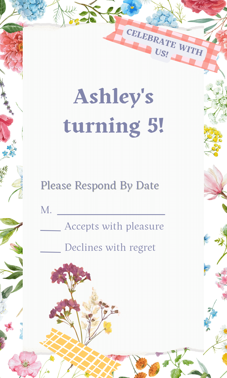 Cute Pastel Floral Photo Frame RSVP Card | Customizable Canva Template | Digital. Design