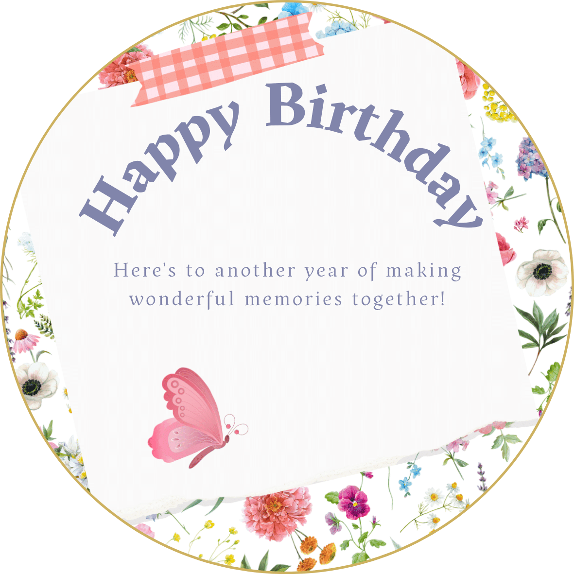 Cute Pastel Floral Photo Frame Circle Sticker | Customizable Canva Template | Digital. Design