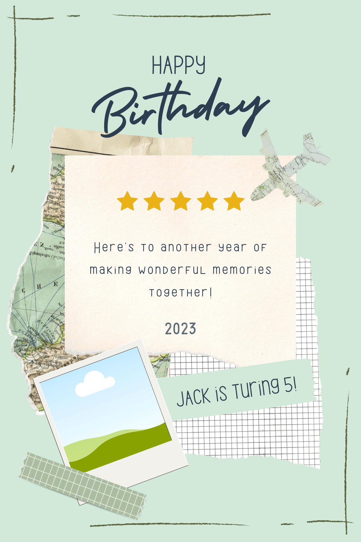 Torn Paper Photo Frame Sticker Label 4"x6" | Customizable Canva Template | Digital Download. Design