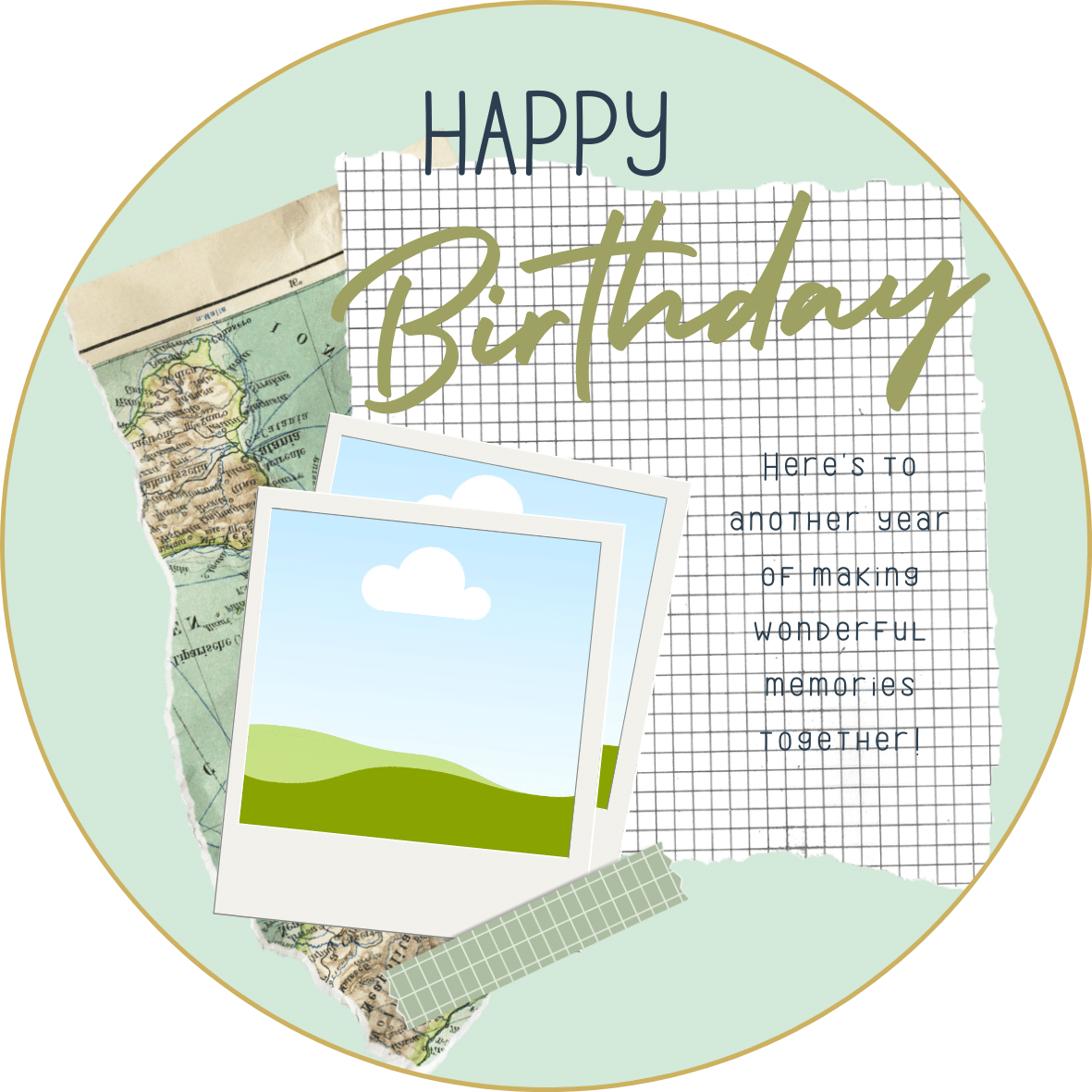 Torn Paper Photo Frame Circle Sticker | Customizable Canva Template | Digital. Design
