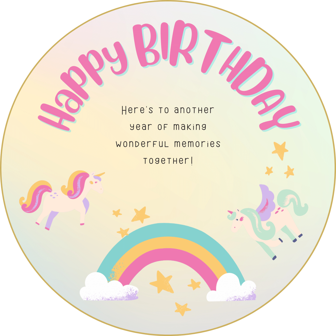 Magical Unicorn Photo Frame Circle Sticker | Customizable Canva Template | Digital. Design