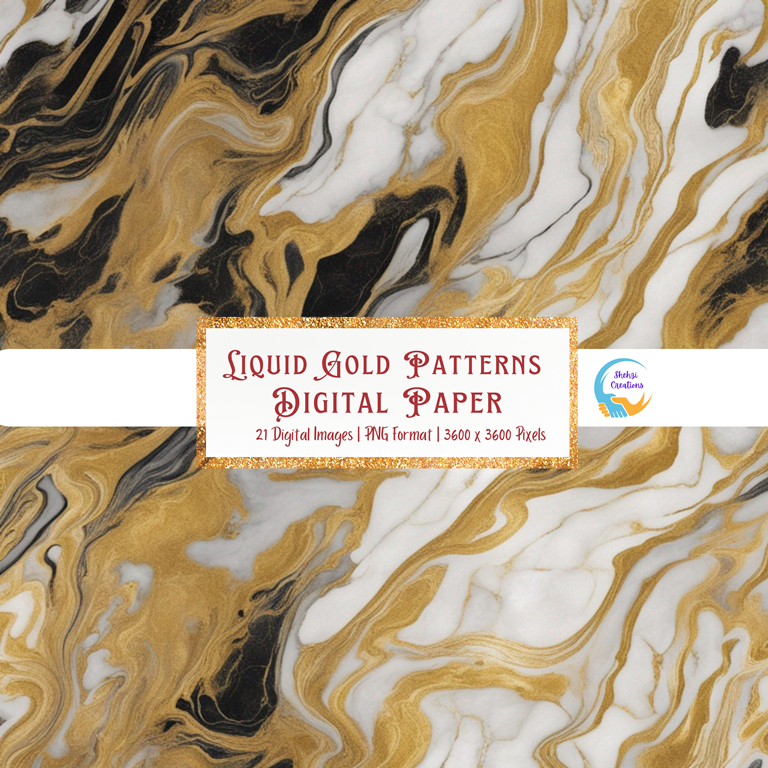 Empower Creativity: 20 Royal Blue Liquid Gold Patterns for Children and Schools