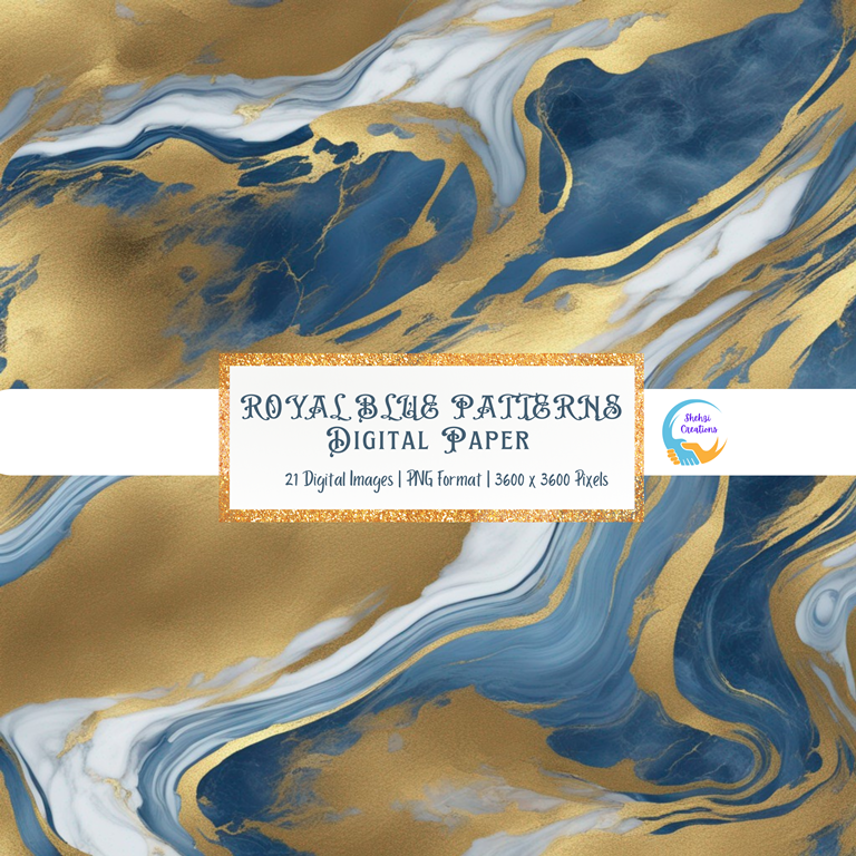 Unveil Opulence: 20 Royal Blue Liquid Gold Patterns for Home Decor
