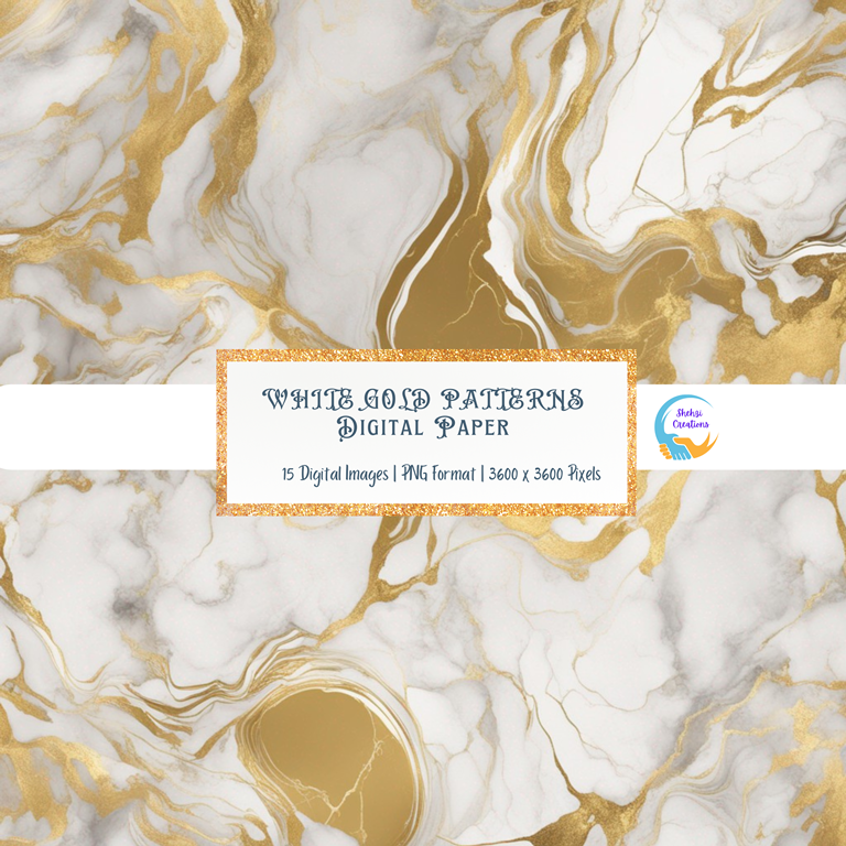 Elevate Your Aesthetic: Instant Download 15 White Liquid Gold Patterns