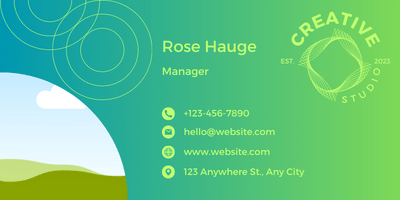Customizable Clean Geometric Design Email Signature Template for Canva - Small Business Branding, blue and green gradient