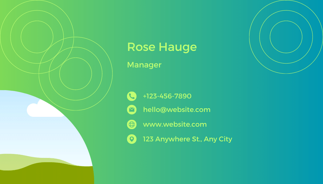 Customizable Clean Geometric Design Business Card Template for Canva - Small Business Branding, blue and green gradient back