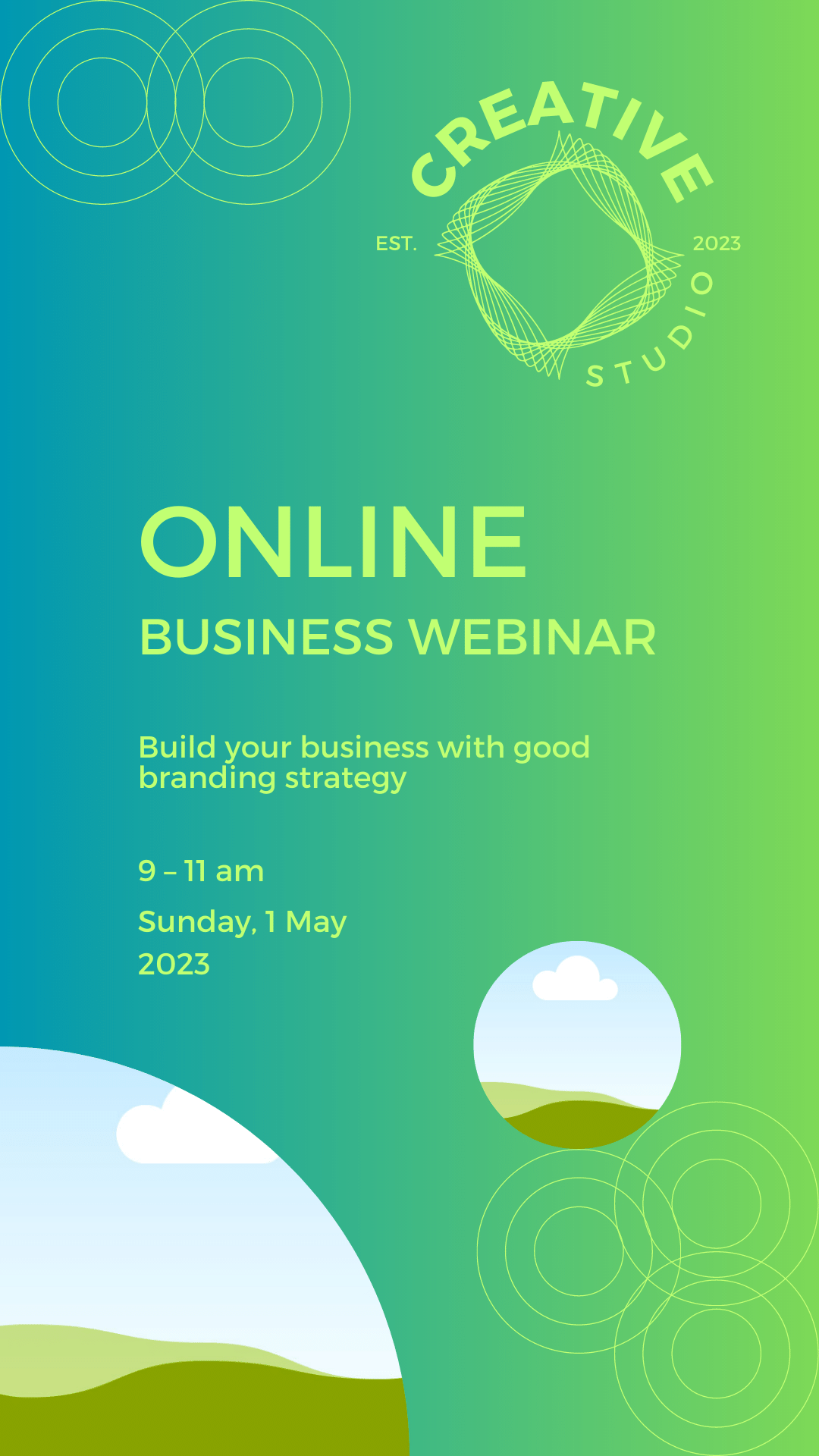 Customizable Clean Geometric Design Instagram Story Template for Canva - Small Business Branding, blue and green gradient