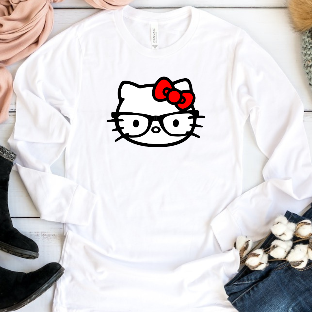  Hello Kitty Nerd Glasses Tee Shirt T-Shirt : Clothing