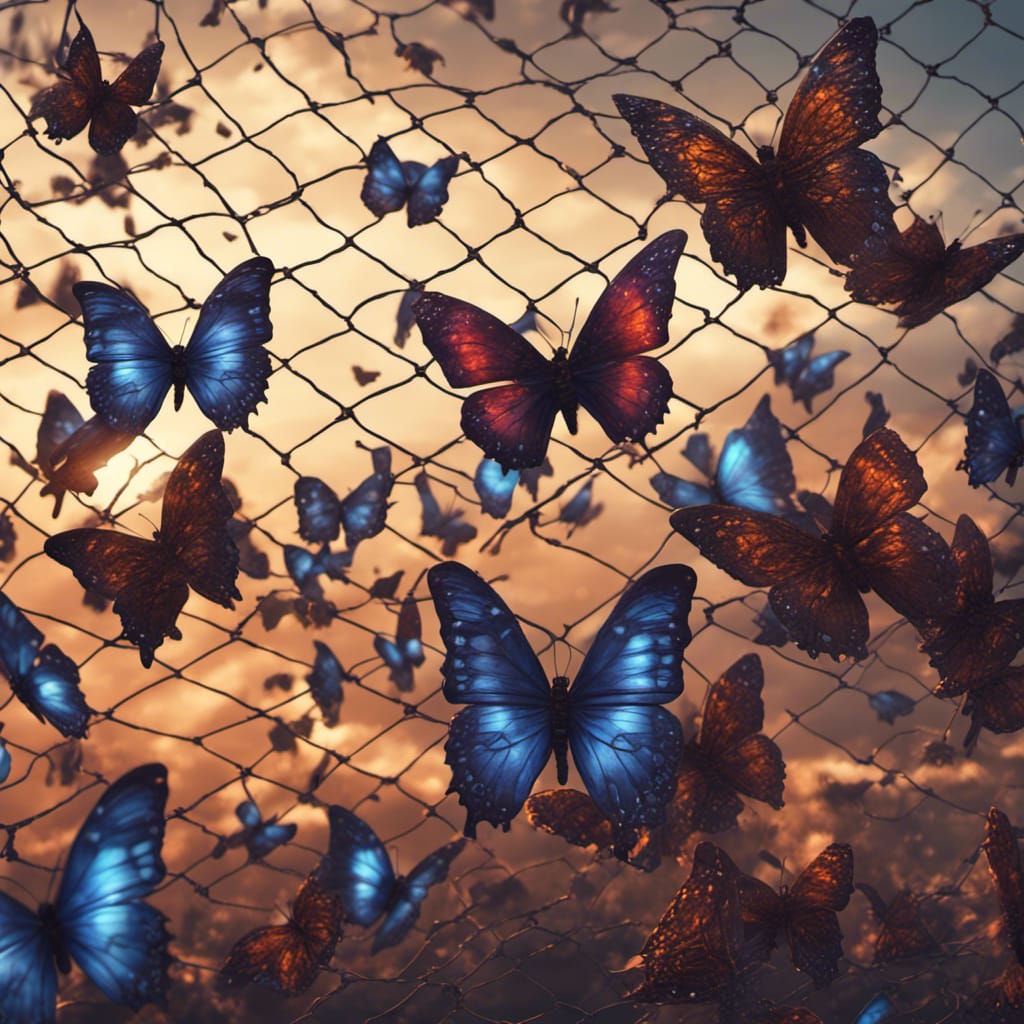 butterflies in a net