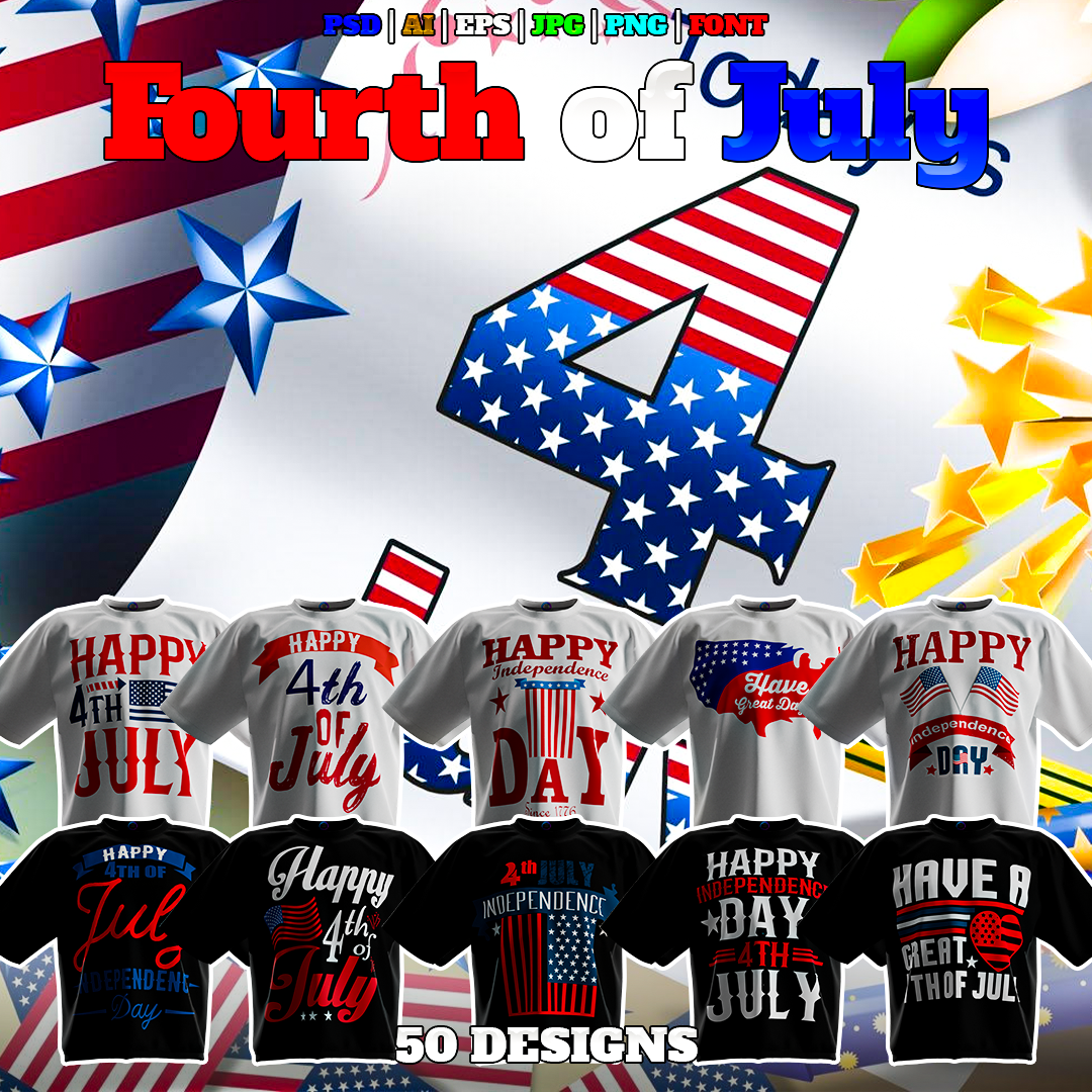 4th of July T-Shirt Design Bundle