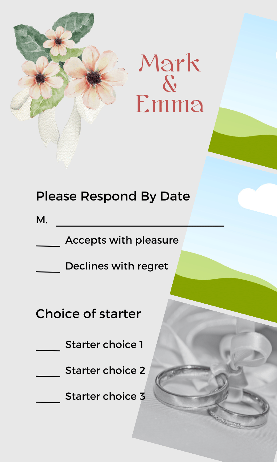 Elegant Pink Floral Photo Frame RSVP Card | Customizable Canva Template | Digital. Design