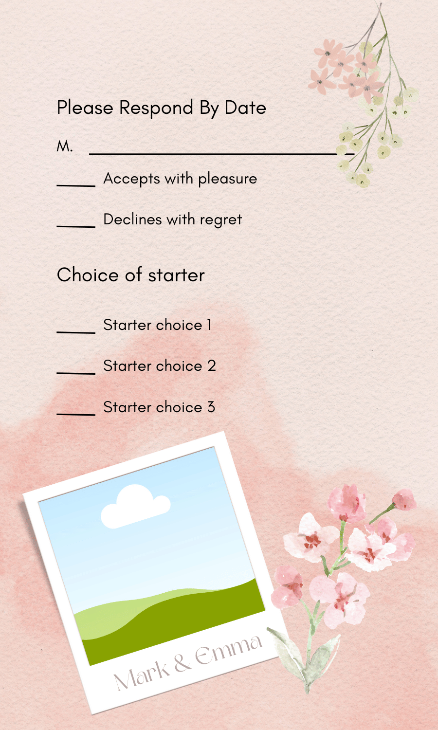 Light Pink Textured Background Photo Frame RSVP Card | Customizable Canva Template | Digital. Design