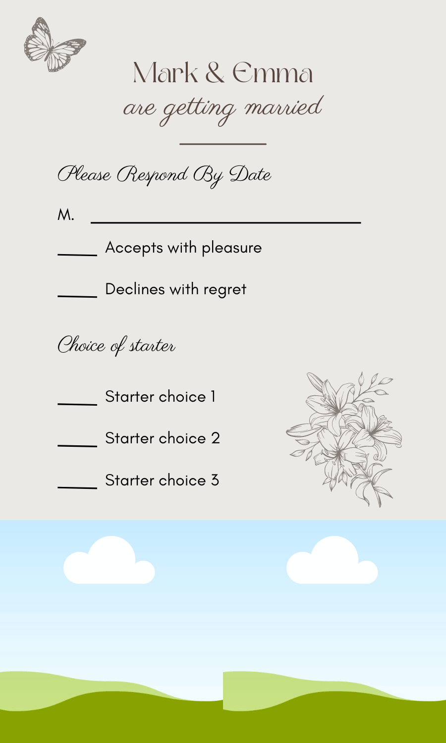 Artistic Line Art Photo Frame RSVP Card | Customizable Canva Template | Digital. Design