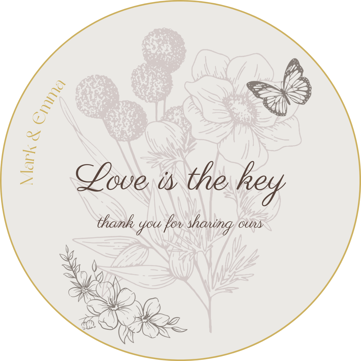 Artistic Line Art Photo Frame Circle Sticker | Customizable Canva Template | Digital. Design