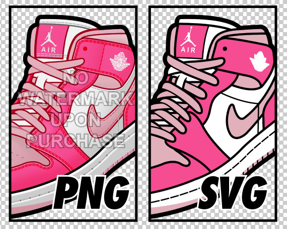 Air Jordan 1 MID Medium Soft Pink JPEG PNG SVG right & left shoe bundle  Digital Download