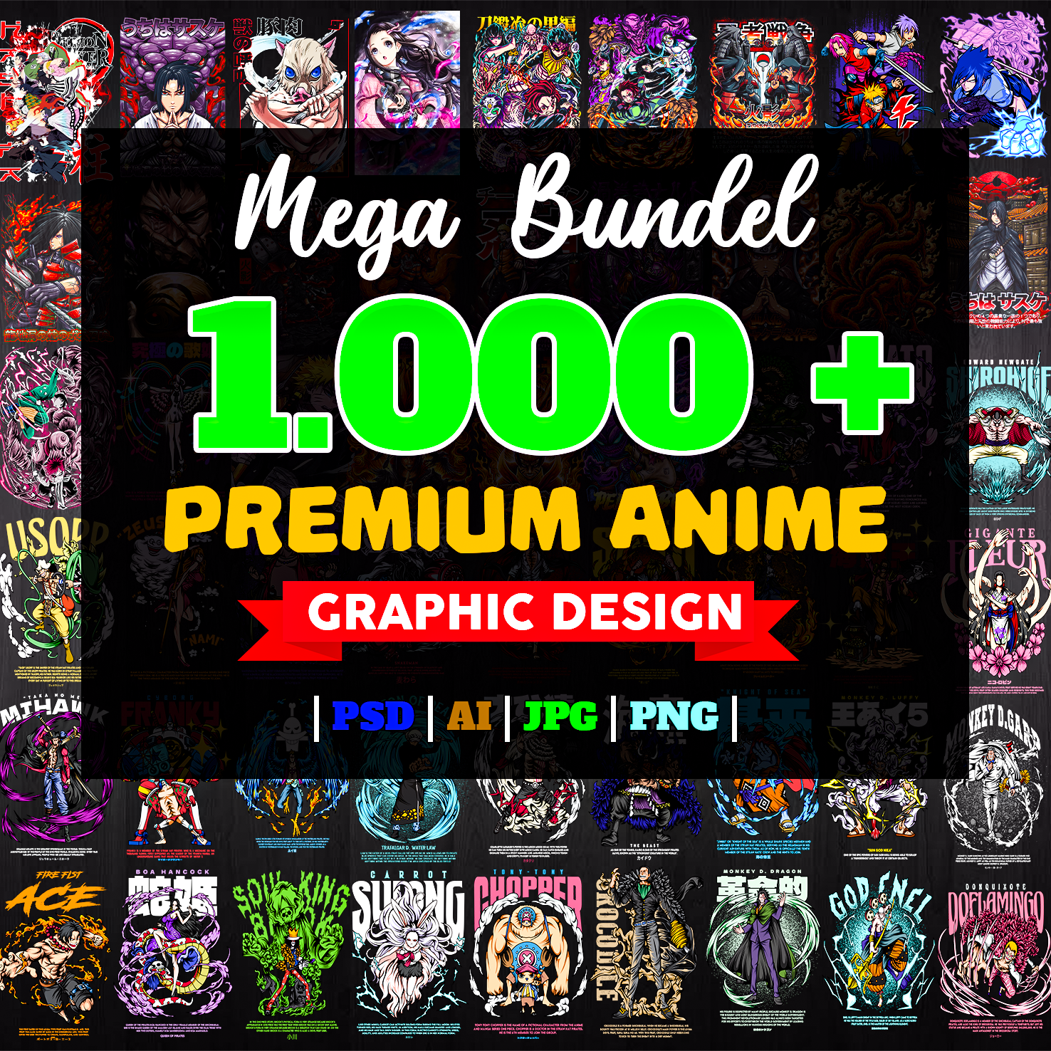 Mega PREMIUM Anime Bundle Graphic Design Photoshop TEMPLATE