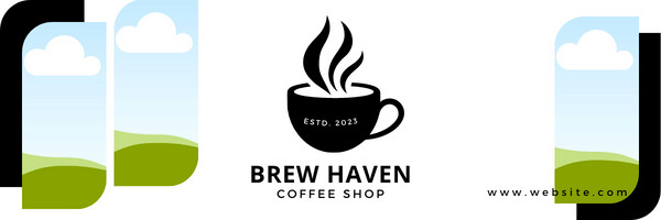 simple coffee cup design Email Header Template for Canva - Small Business Branding, white