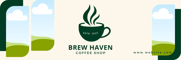 simple coffee cup design Email Header Template for Canva - Small Business Branding, green