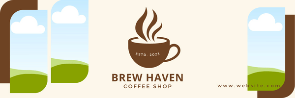 simple coffee cup design Email Header Template for Canva - Small Business Branding, brown