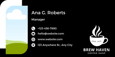 Customizable simple coffee cup design Email Signature Template for Canva - Small Business Branding, black