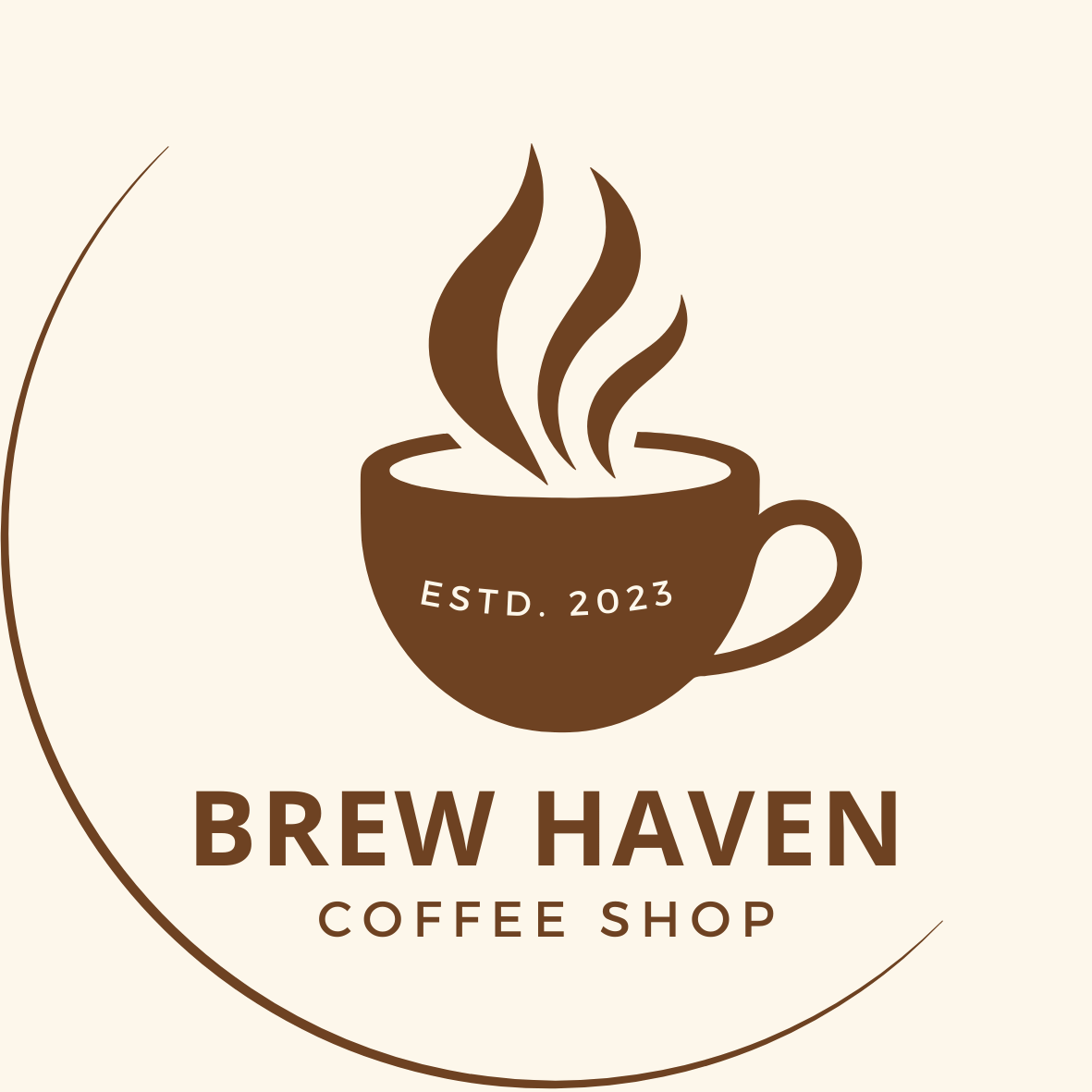 Customizable simple coffee cup design Circle Sticker Template for Canva - Small Business Branding, brown