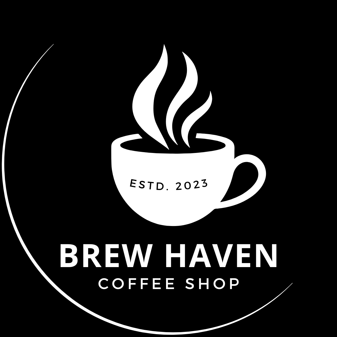 Customizable simple coffee cup design Circle Sticker Template for Canva - Small Business Branding, blakc