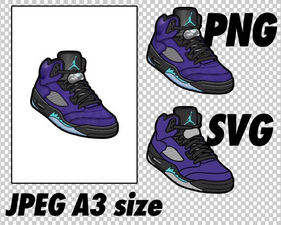 Download Jordan V Grape Cartoon Shoe Wallpaper