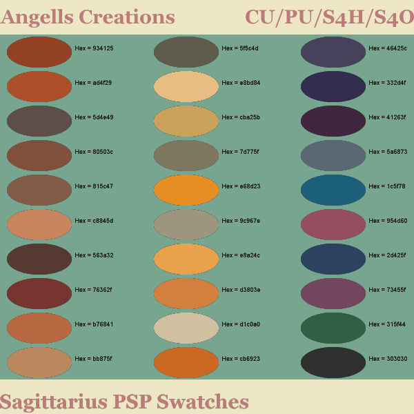 Sagittarius Star Sign Colour Swatches