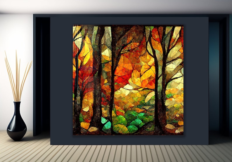Stained Glass Painting Life of Tree-glass Printing Wall Art-large