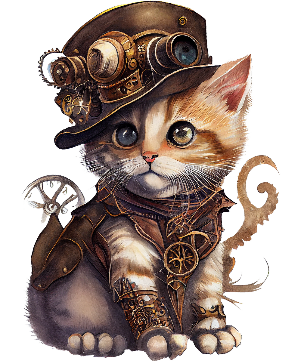 Imaginative Illustration of Cat in Steampunk Uniform Stock Illustration -  Illustration of cute, background: 267439676