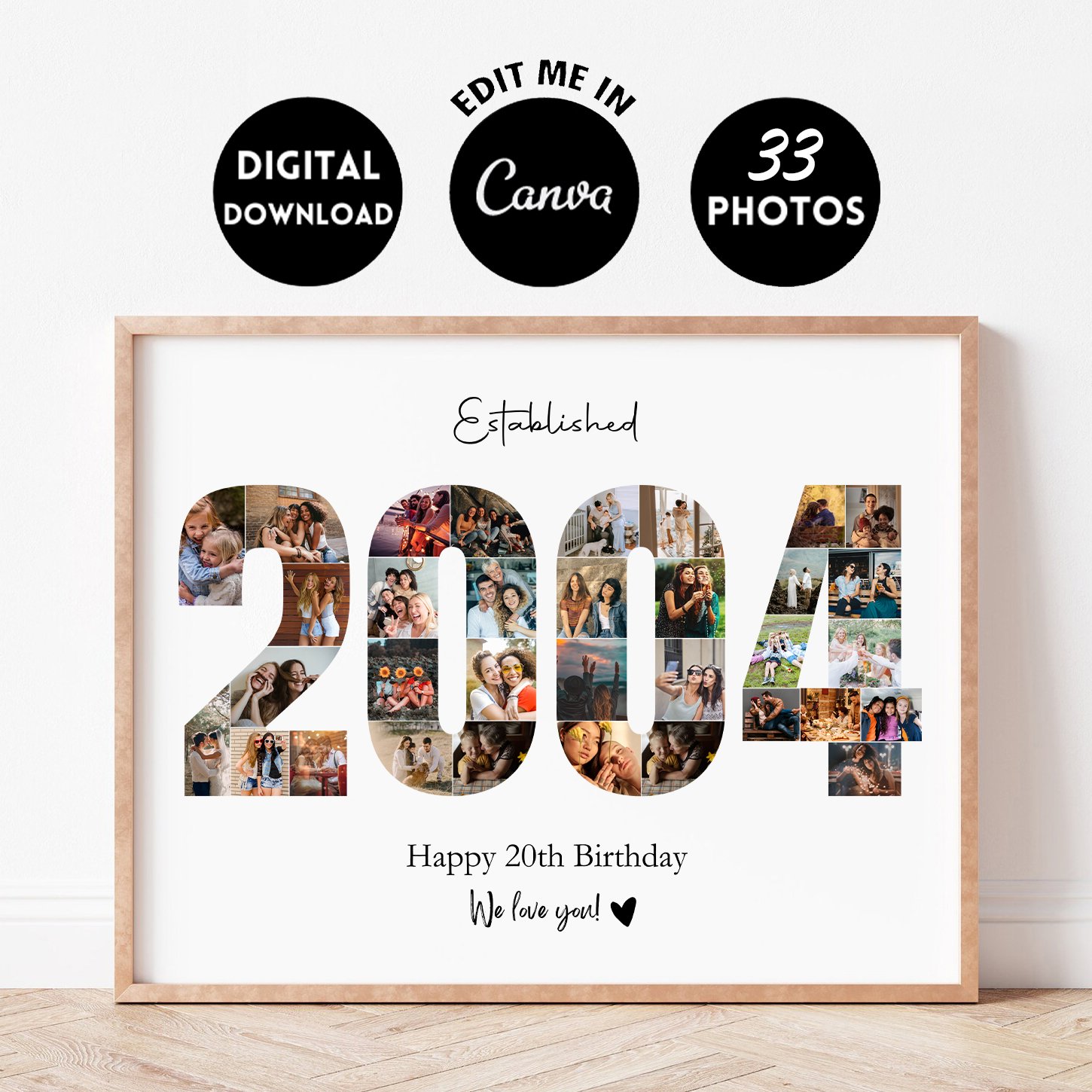 EDITABLE Custom 20 years Photo Collage Template