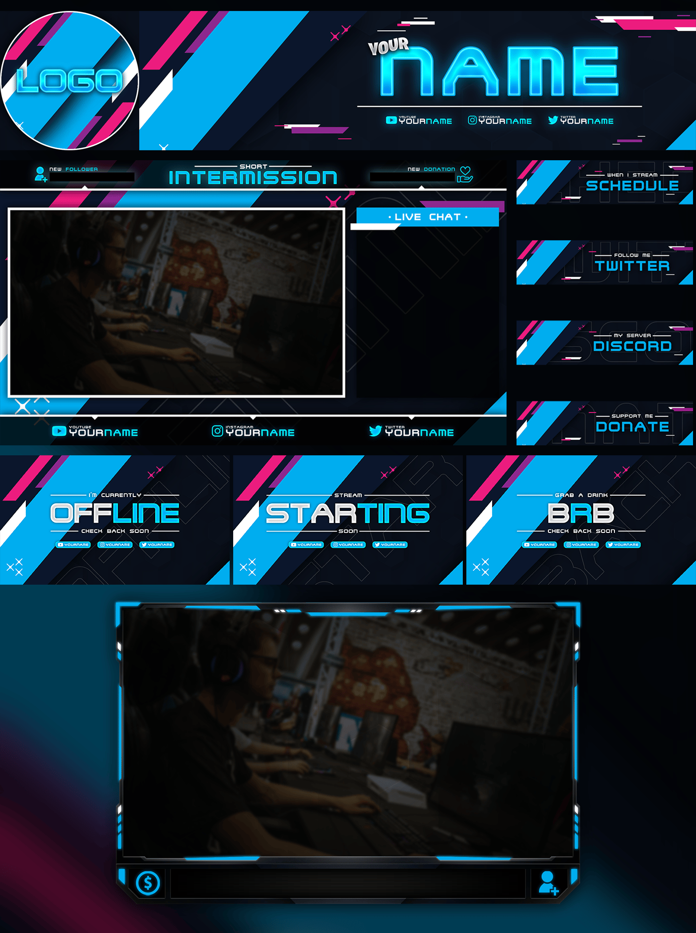 Geometric Stream Pack Template - Payhip