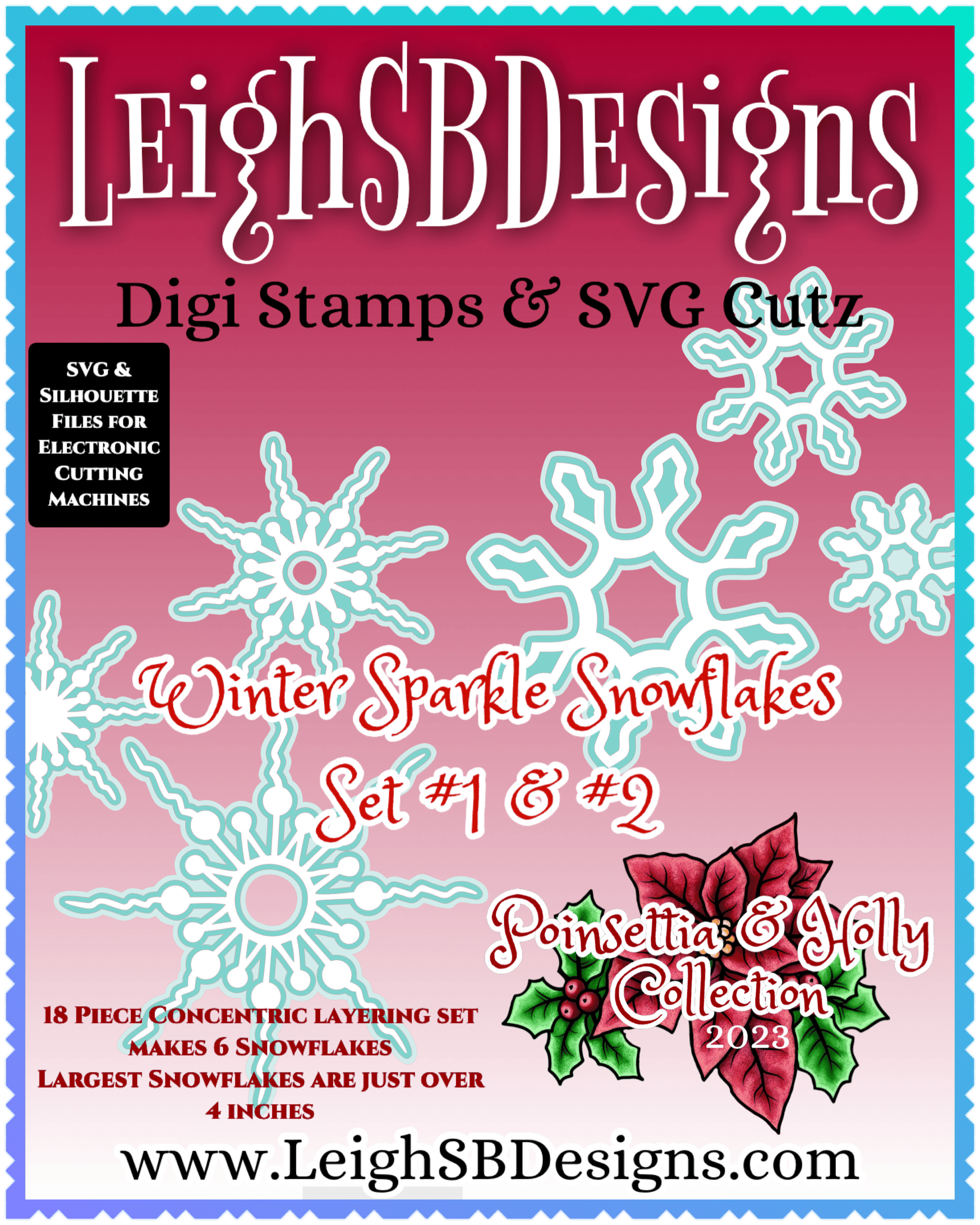 Winter Sparkle Snowflakes Set #1 & #2 SVG Cutz - Cut File Only ...