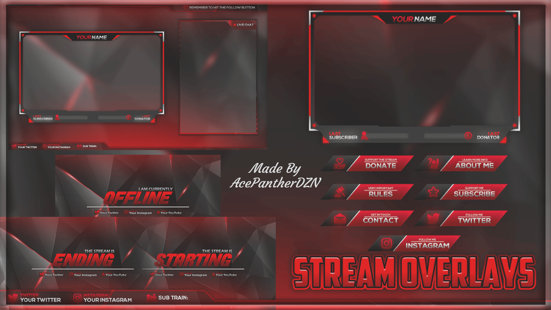PantherDZN - Red & Black Stream Pack Template - Payhip