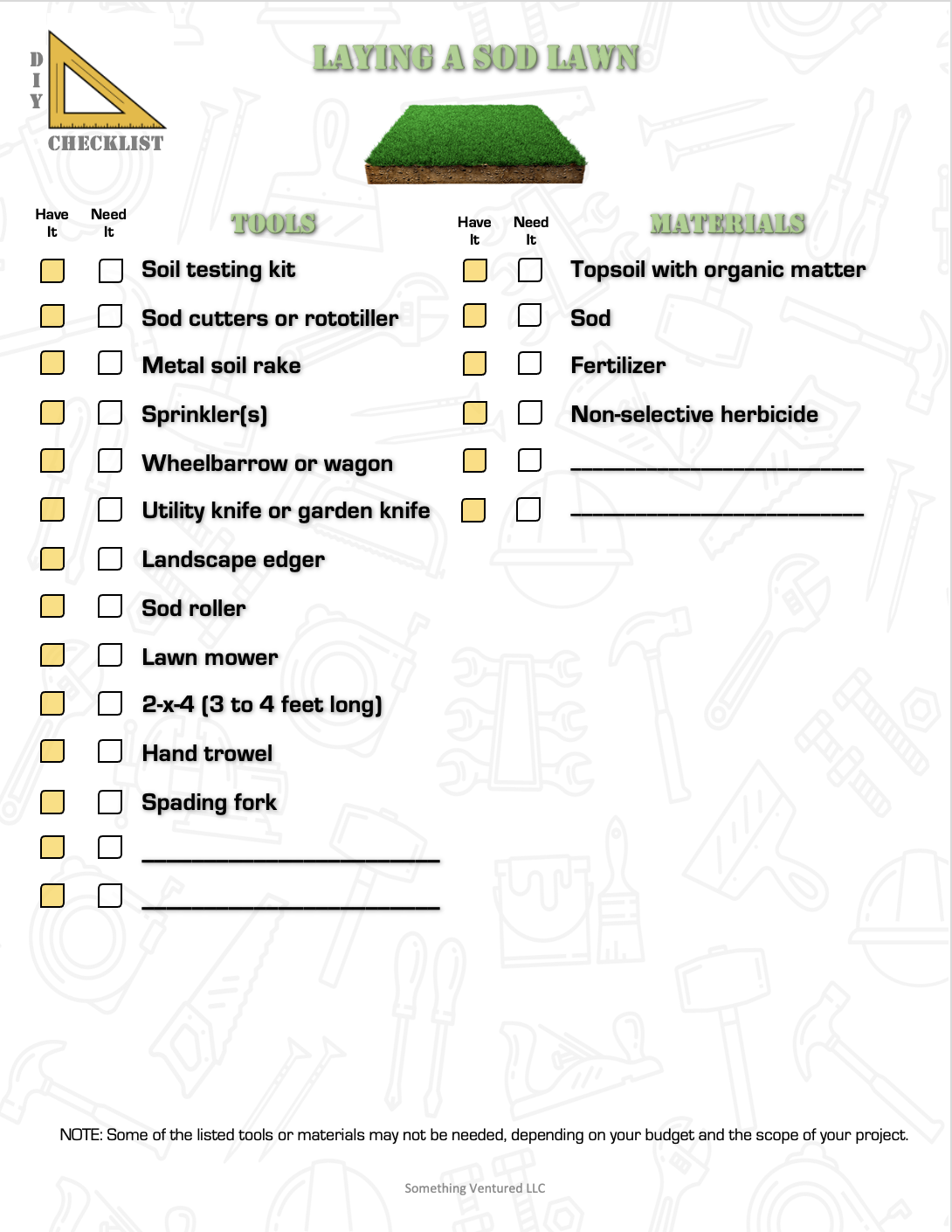 Print & Go DIY Cable Installation Tool Checklist