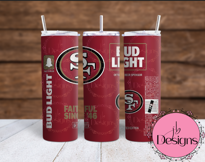 49er Red/Black Glitter Tumbler