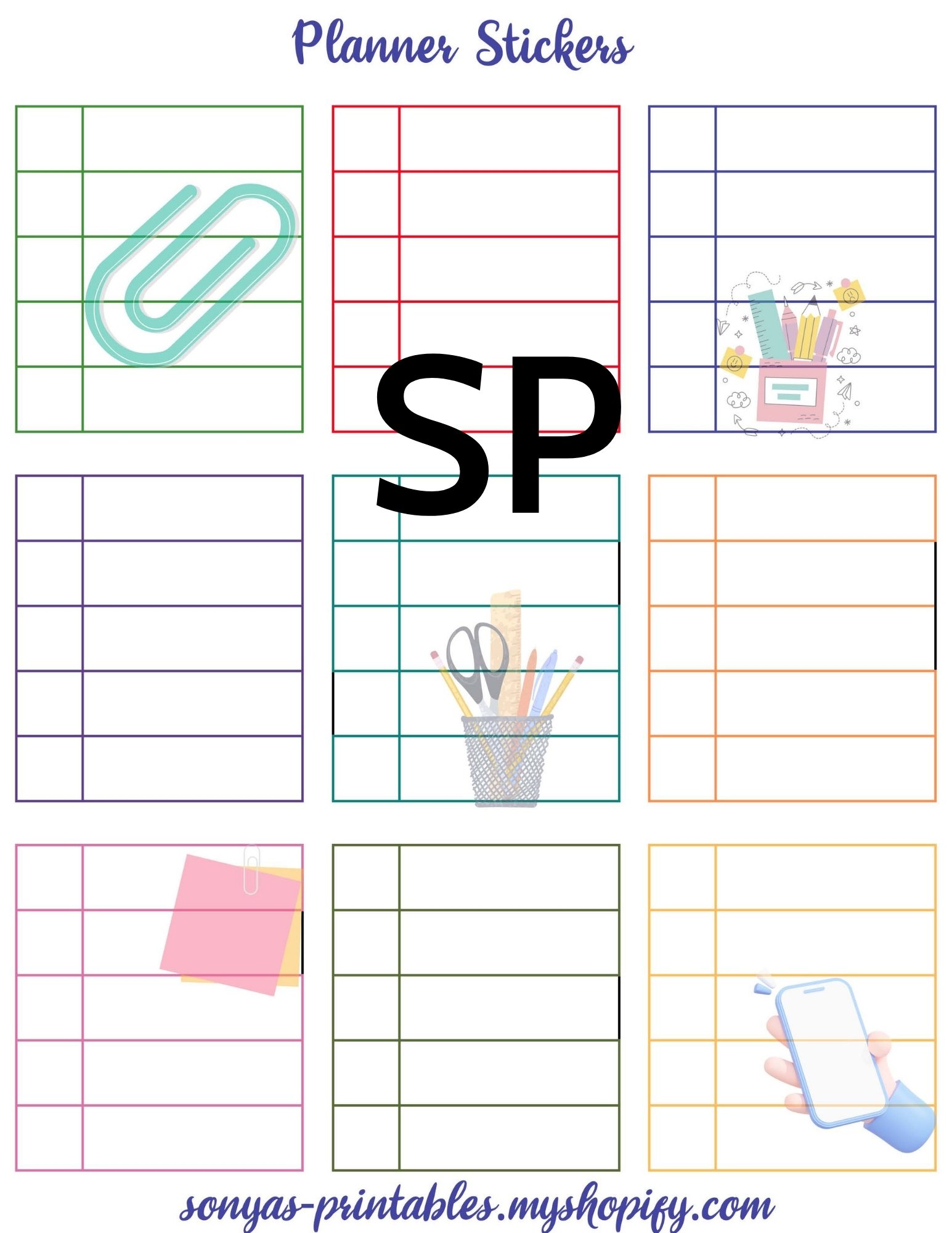 Large Planner Stickers With Office Graphics | Printable | Instant ...