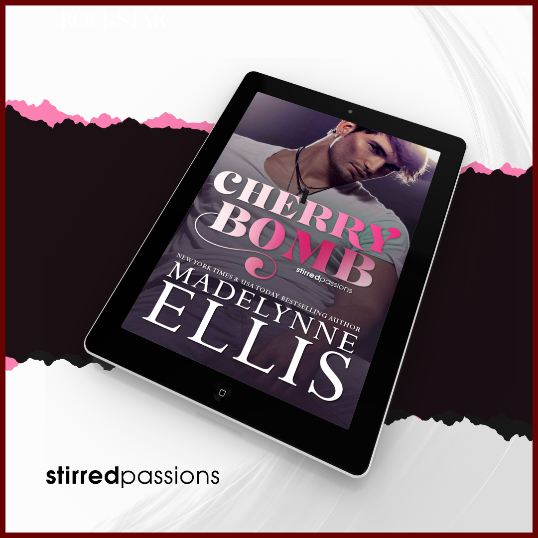 ebook cover of a handsome man titled Cherry Bomb by Madelynne Ellis