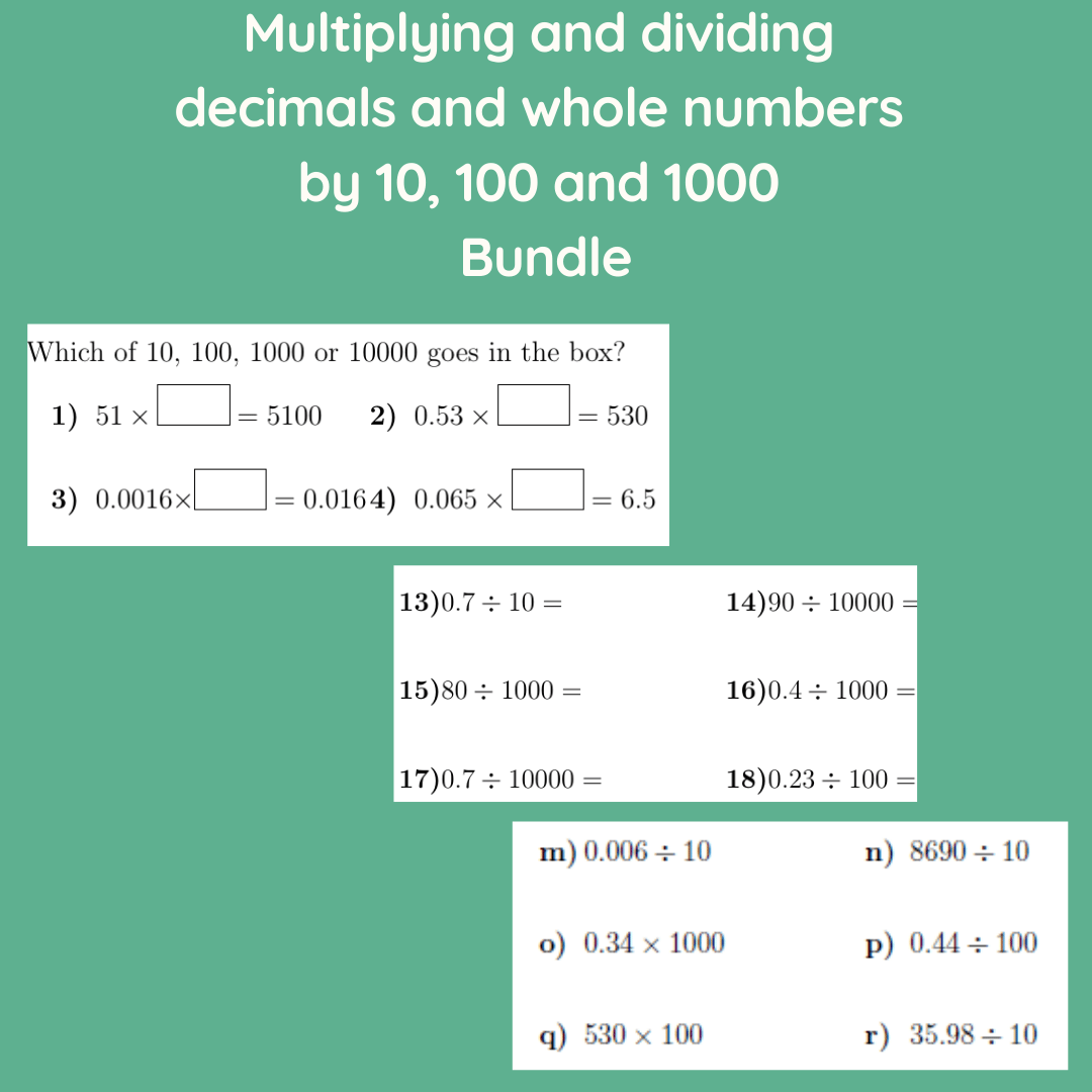 Multiplying and dividing decimals and whole numbers by 10, 100 and 1000 ...