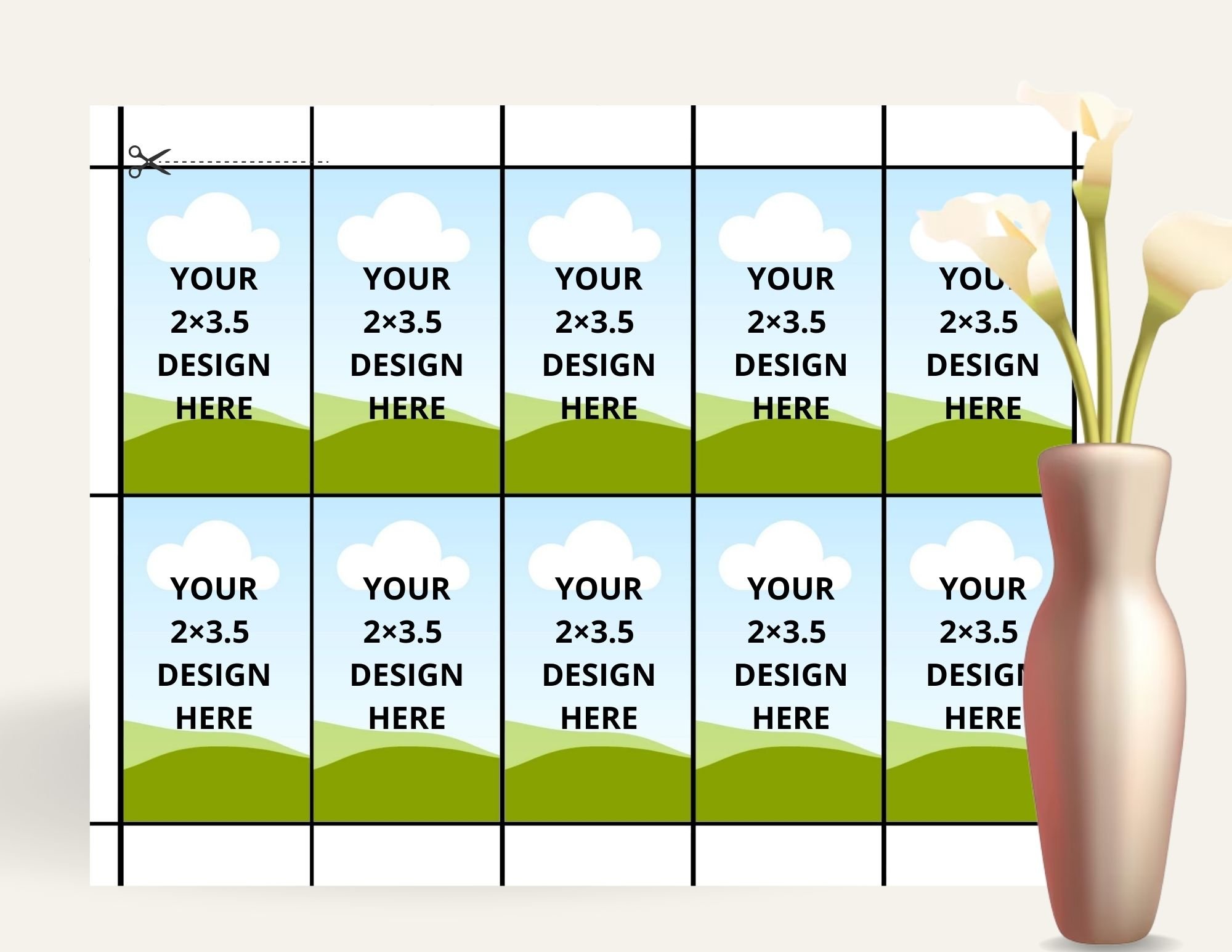 2x3.5 Cutting Guide Template | DIY Wedding Invitation Cards