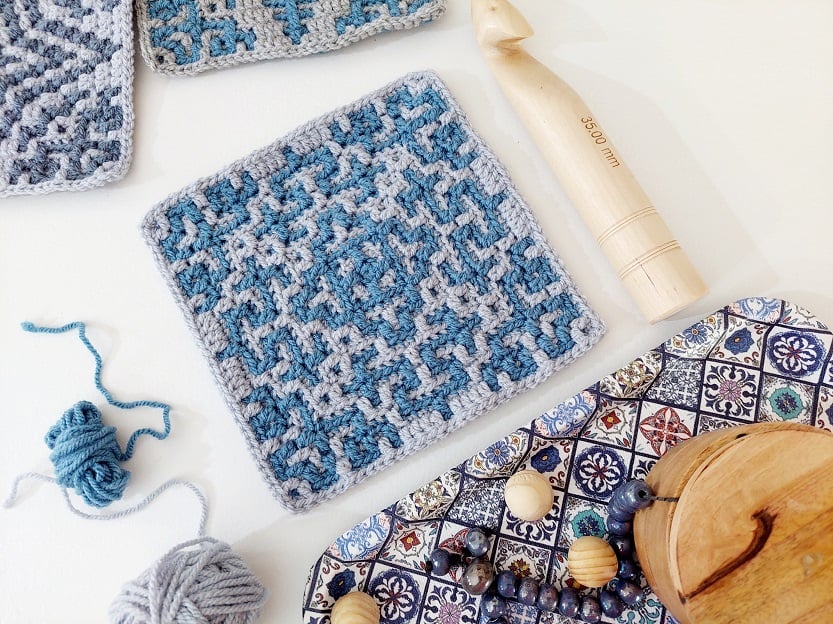 Diamond Overlay Mosaic Crochet Blanket Pattern