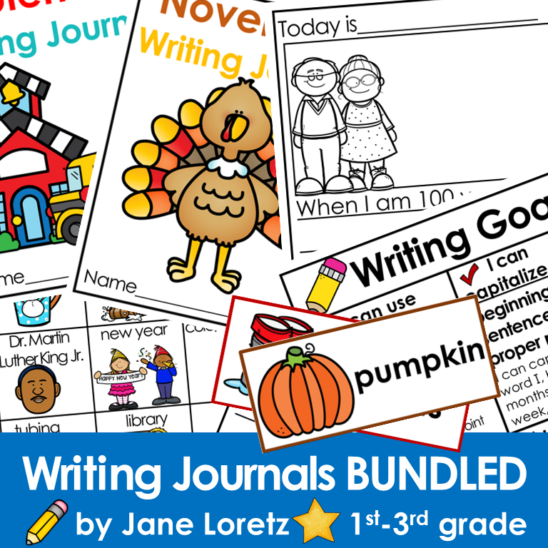writing journals bundled for the entire year. Journal prompts for the whole year. 2nd grade writing prompts.