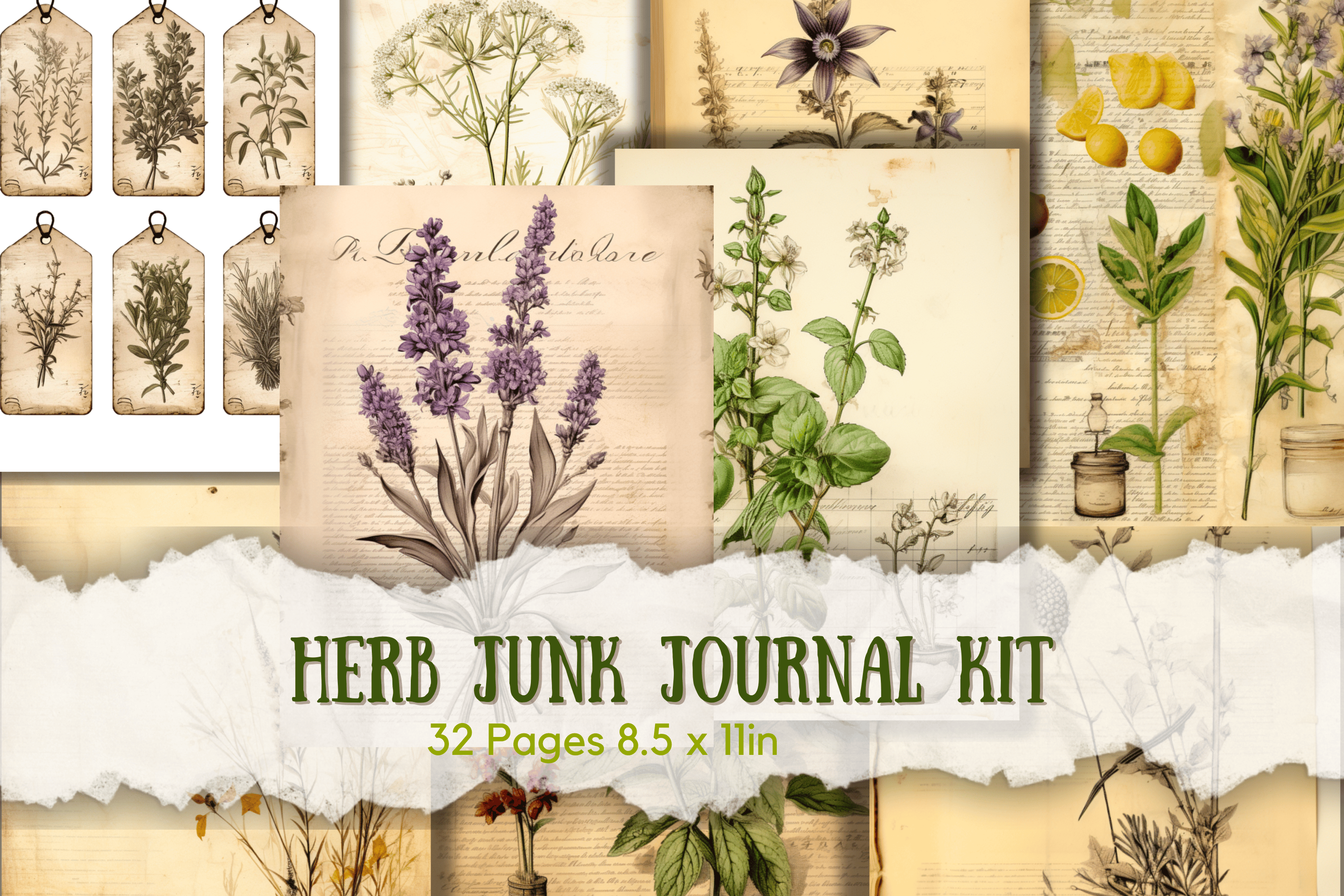 32 Herb Junk Journal Pages