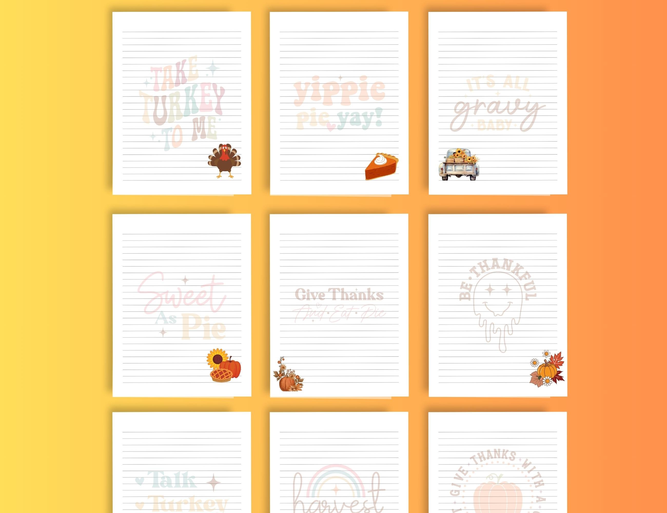 Printable Boho Thanksgiving Lined Stationery | Boho Thanksgiving ...