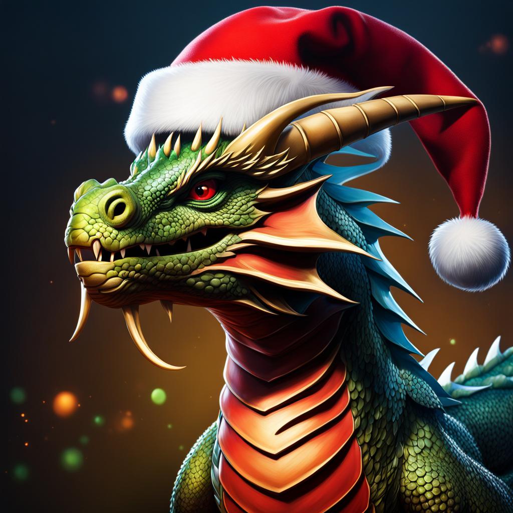 a dragon wearing a santa claus hat