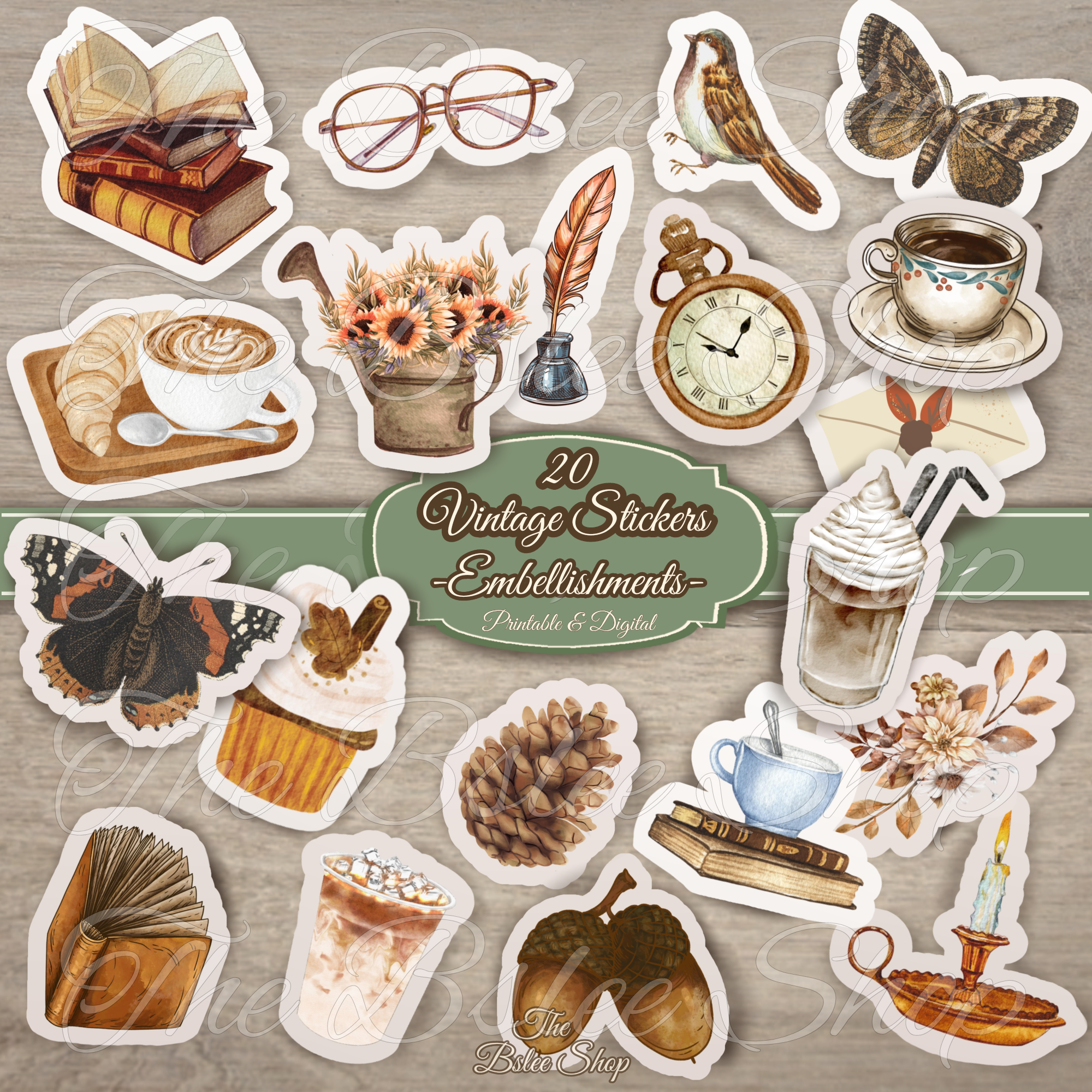 Autocollants de scrapbooking victorien - FEBEST - Lot de 450