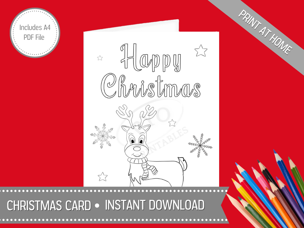 printable christmas card - rudolph