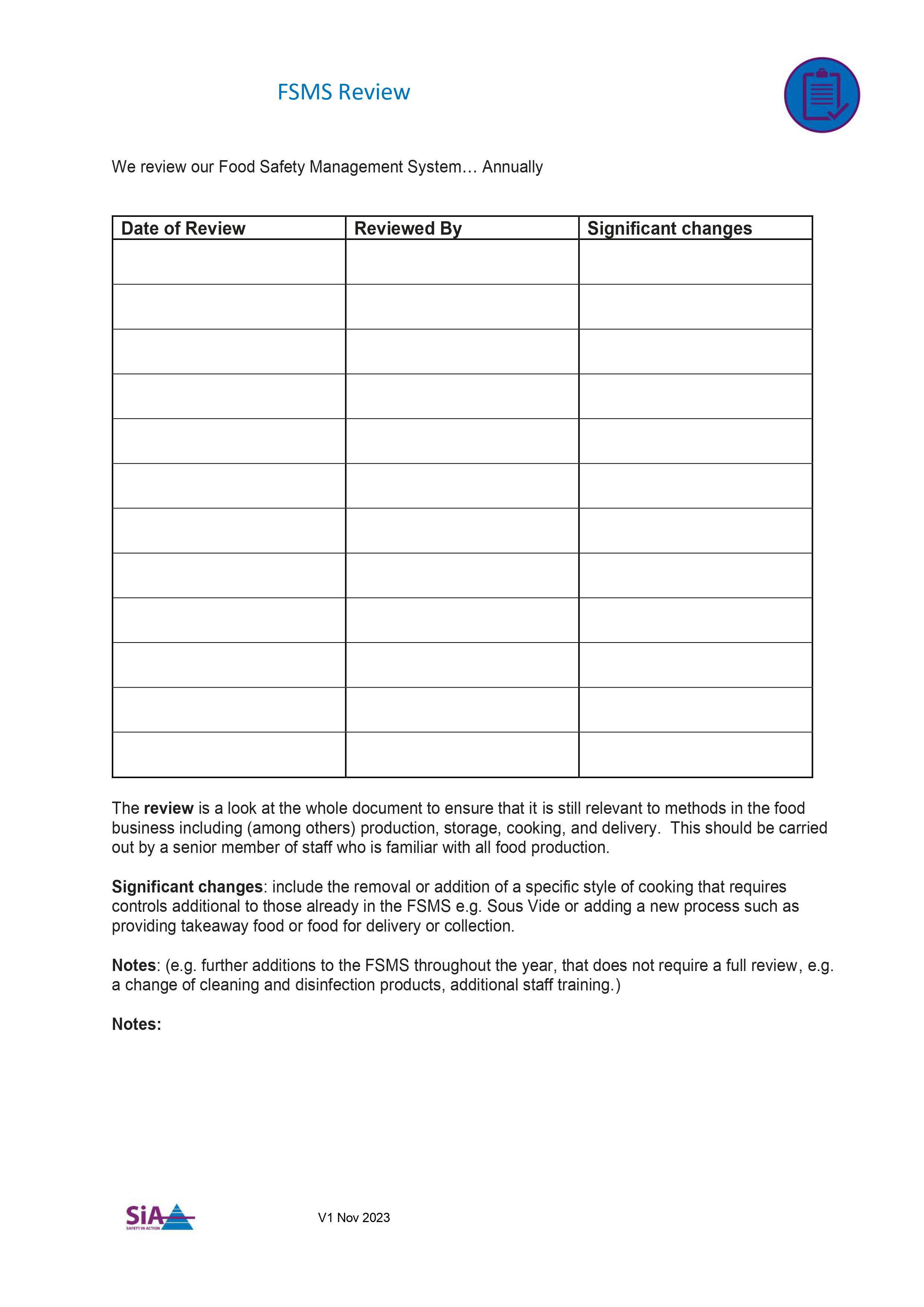 Food Safety documentation review - Payhip