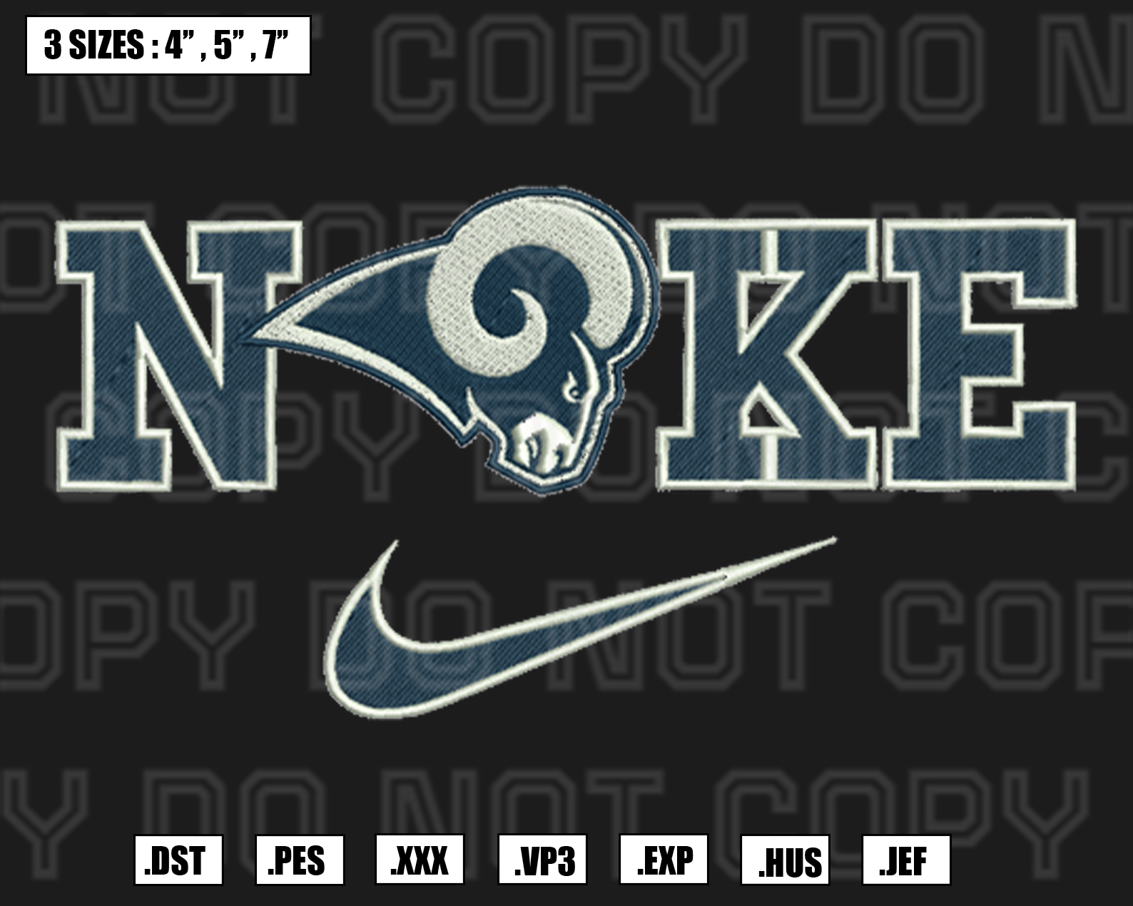 Nike x Los Angeles Rams Embroidery Designs, NFL Embroidery Design File ...